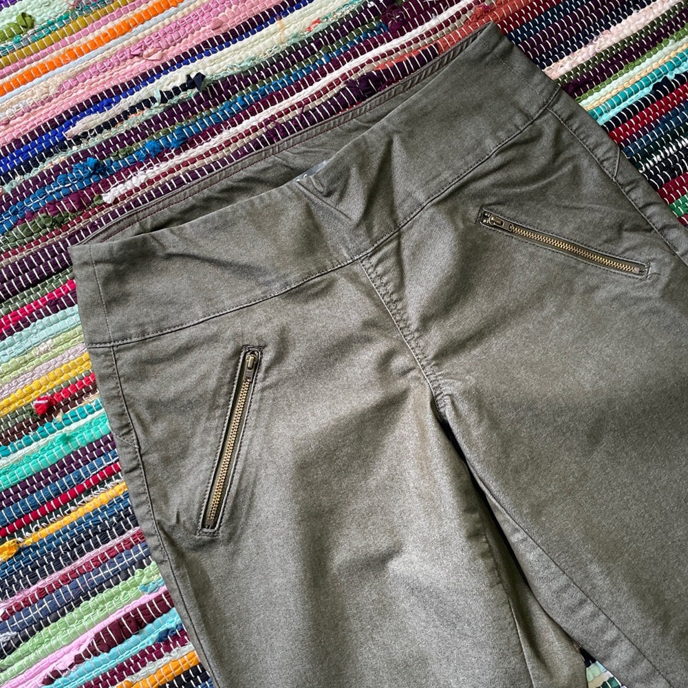 Natural Reflections Olive Pull on Stretchy Canvas  Pants-#2026